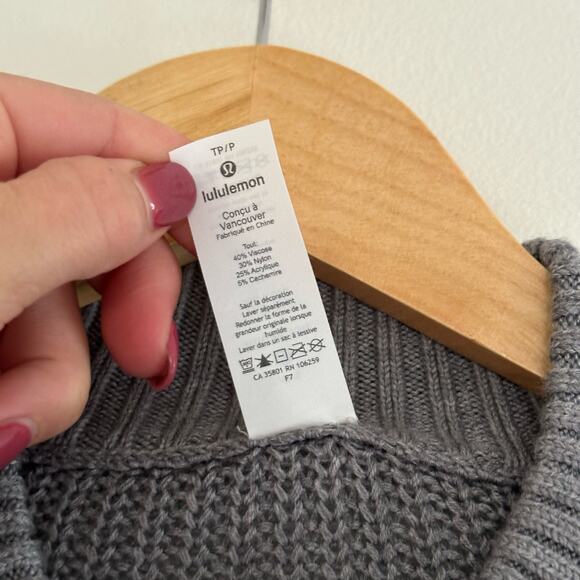 Lululemon Softer Still Cashmere Blend Wrap Sweater Heathered Asphalt Grey - Picture 7 of 10